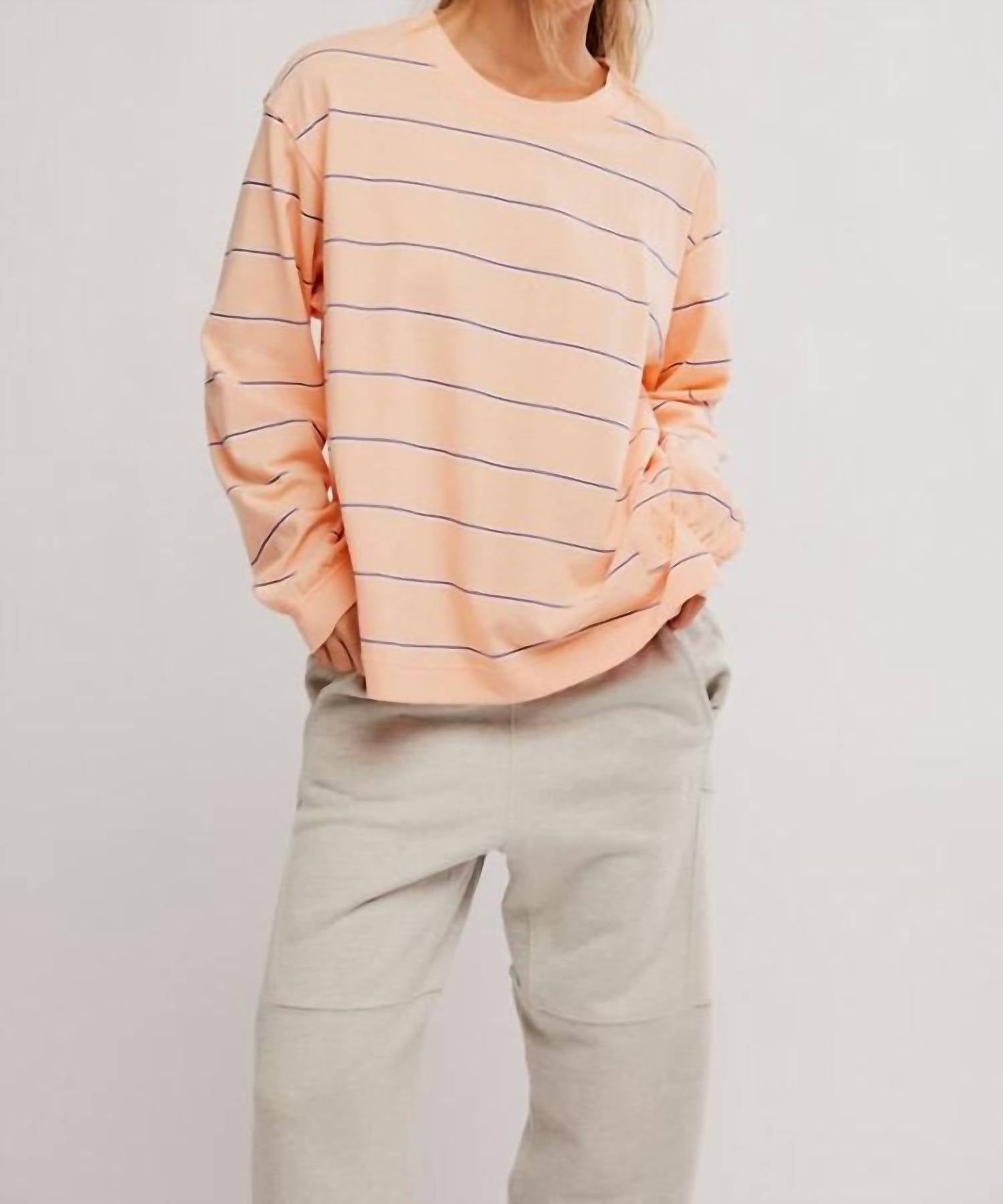 fp movement Hustle Striped Layer Top in awning stripe peach - women's long sleeve top