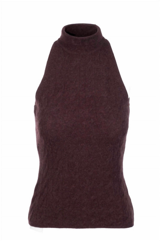 Naadam - Women's Coastal Cashmere Sleeveless Cable Turtleneck Top