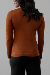 SSKEIN Turtle Neck Pullover in rust - women's sweater - detail view