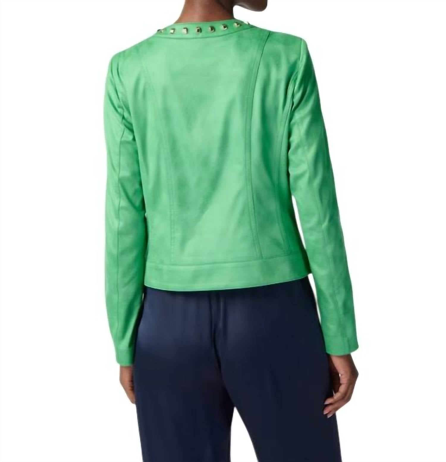 Joseph Ribkoff Zip Front Casual Jacket in island green - women's jacket - alternate view