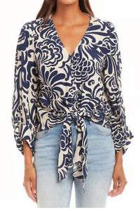 Karen Kane - Blouson Sleeve Tie Front Top