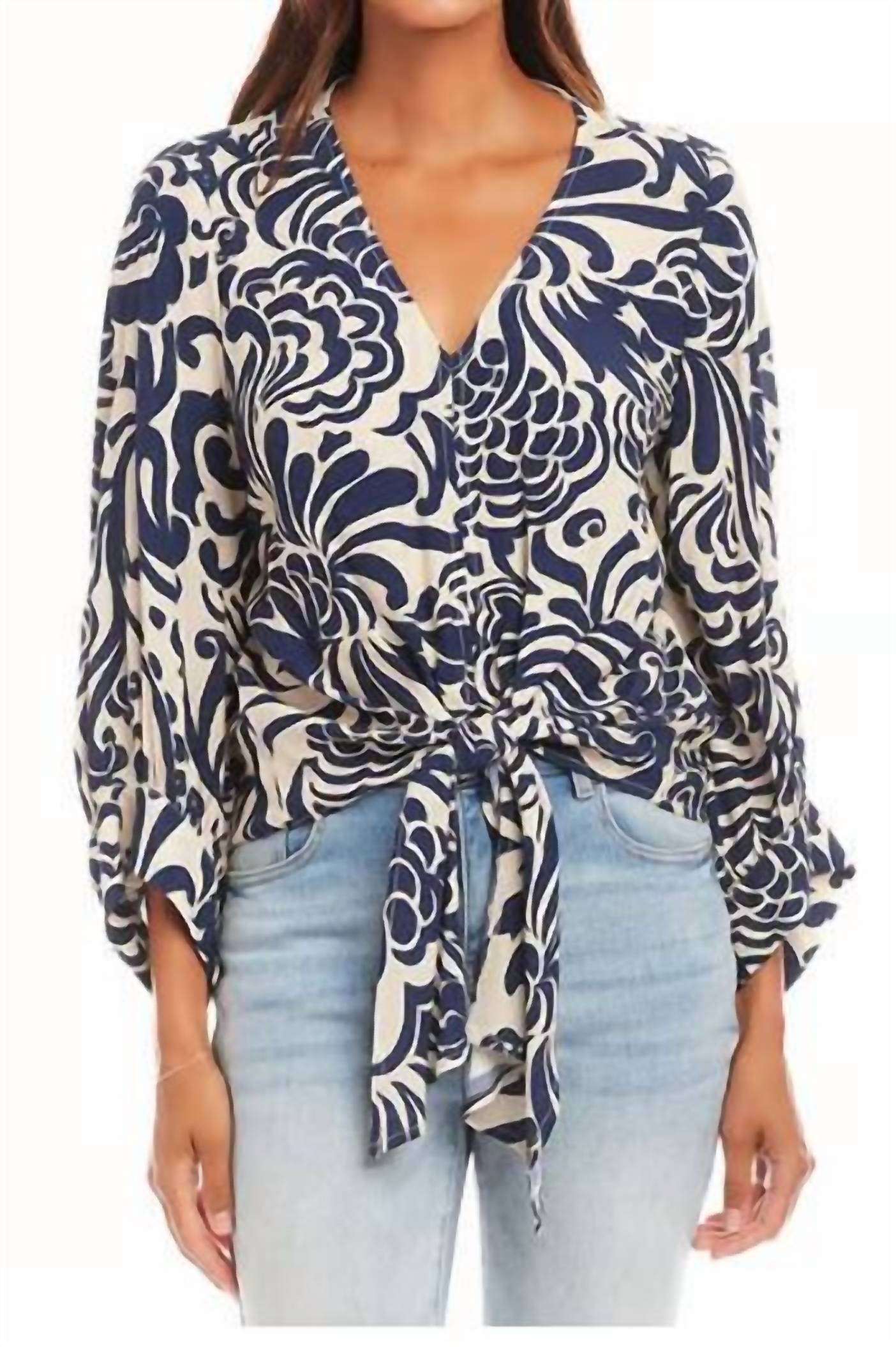 Karen Kane - Blouson Sleeve Tie Front Top