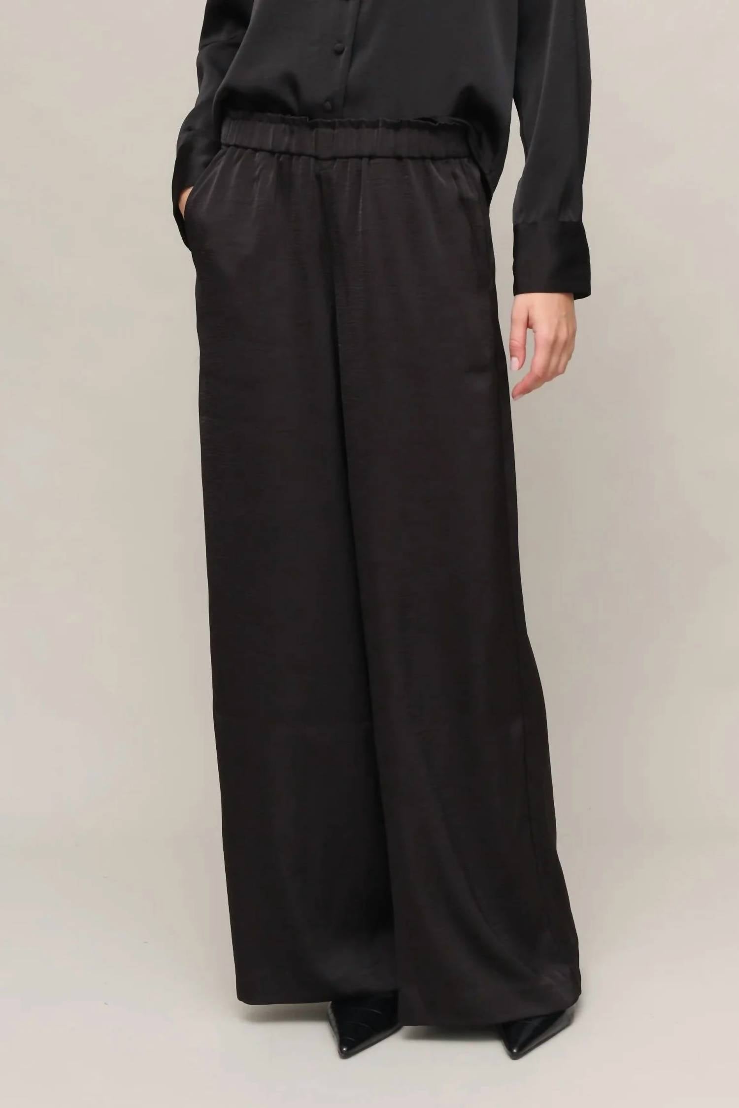 Z Supply Isolde Satin Pant in black 1 - women's pants