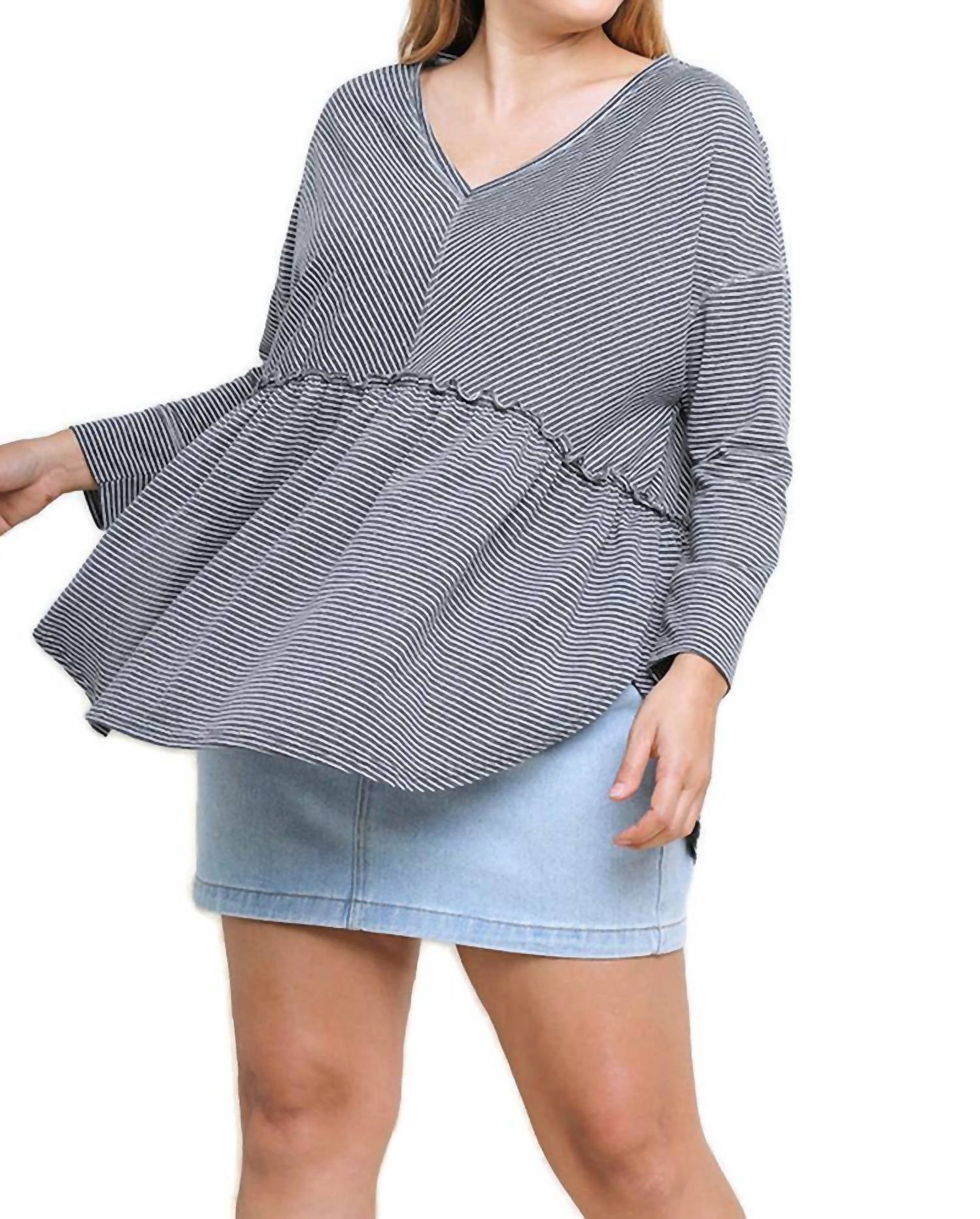 Umgee - Babydoll Striped Top