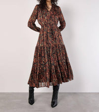 Apricot - Painterly Lurex Paisley Midi Dress