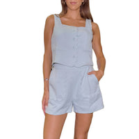 &Merci - Women's Scallop Vest And Shorts Set