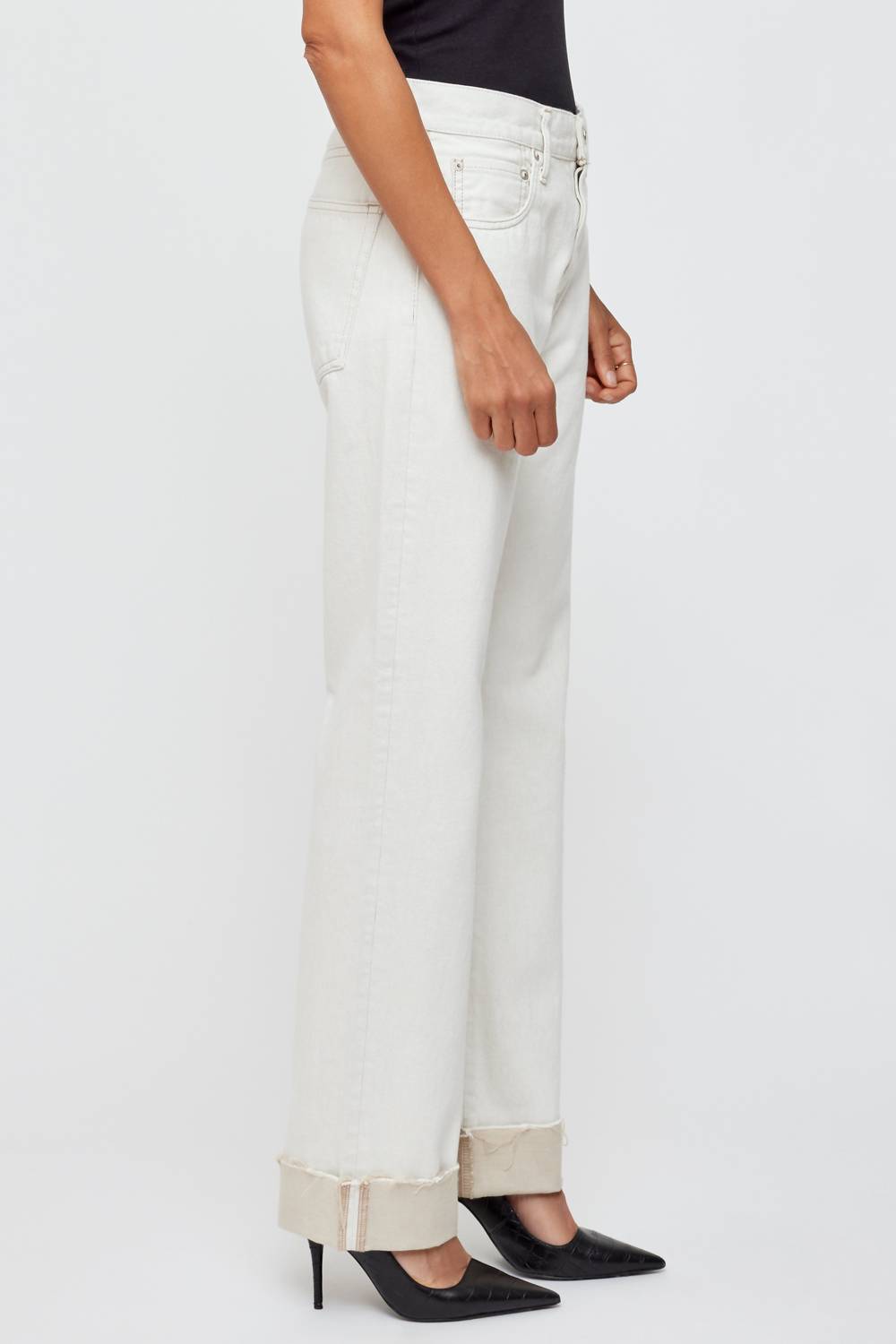 Moussy Bellport Straight Jean in white - women's jeans - alternate view