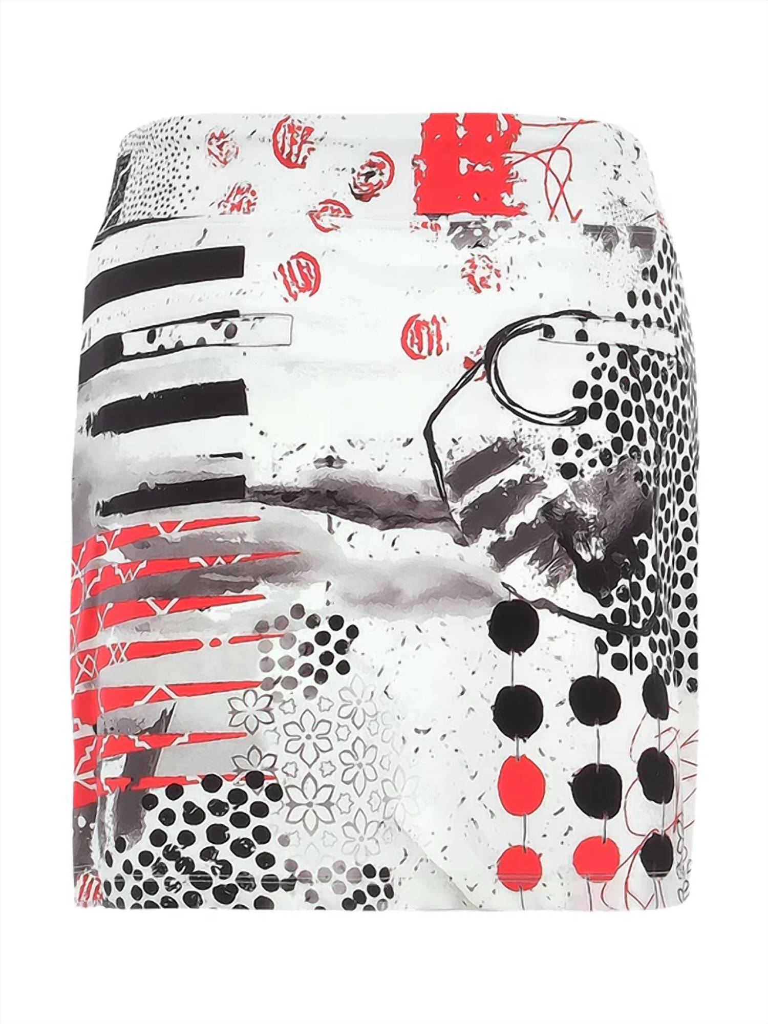 DOLCEZZA Women's Knit Skort in red black white - women's shorts - detail view
