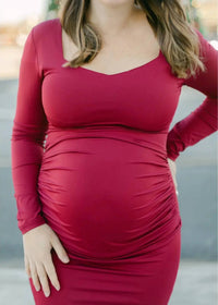 Liv Maternity - Ruched Stretch Long-Sleeve Dress