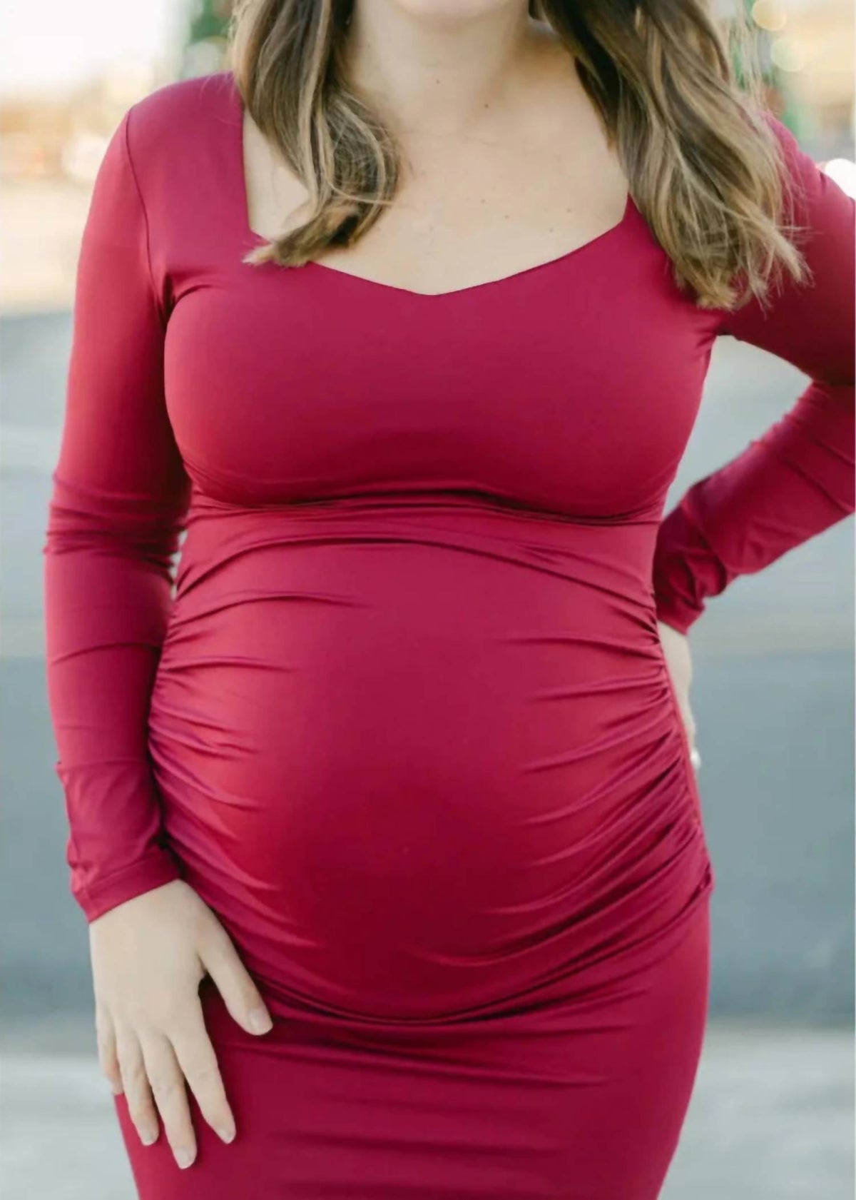 Liv Maternity - Ruched Stretch Long-Sleeve Dress