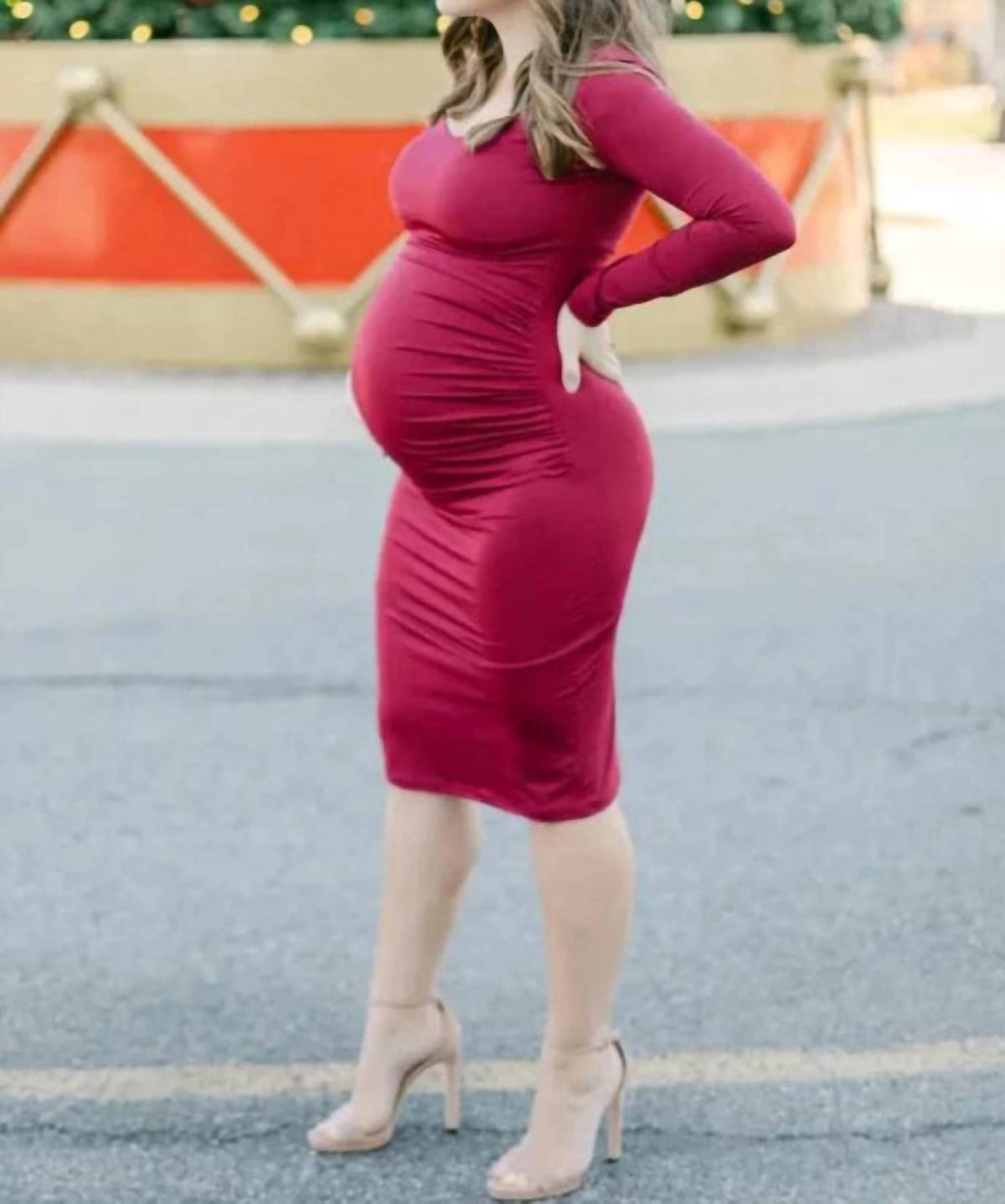 Liv Maternity - Ruched Stretch Long-Sleeve Dress