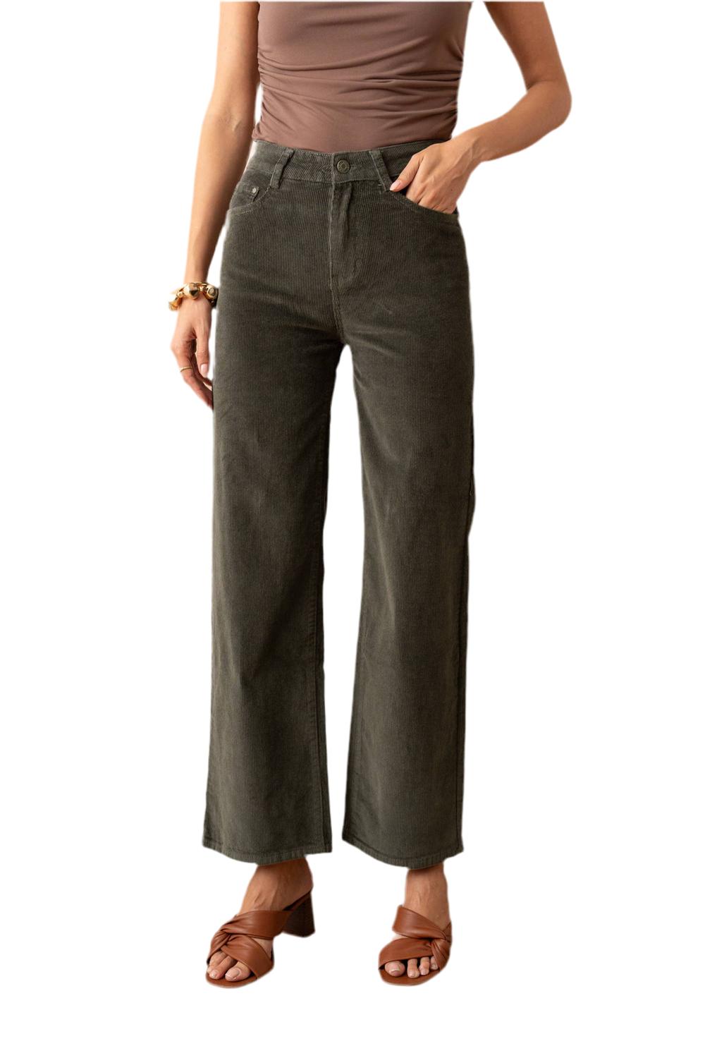 Vivid - Corduroy Wide Leg Crop Jeans