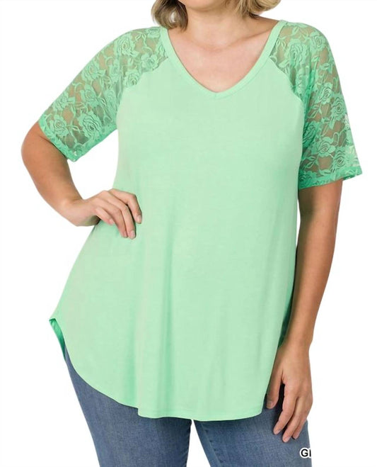 Zenana - Lace Sleeve Top