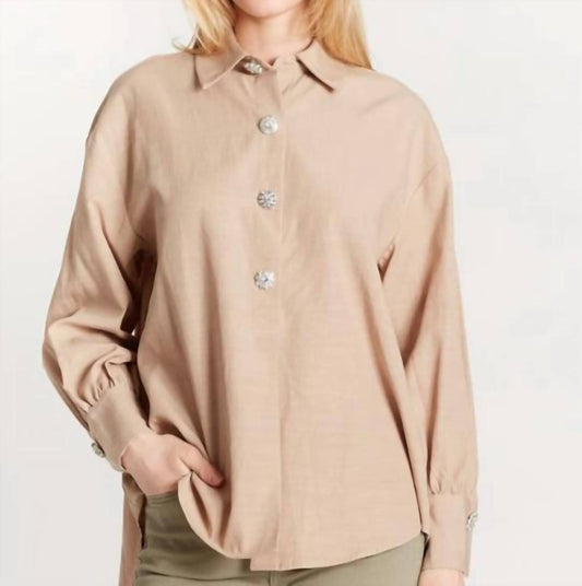 Rhinestone button blouse