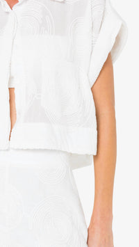 JBQ Sadie Embroidered High Waisted Short in white - women's shorts - alternate view