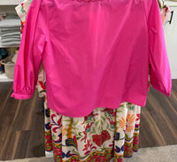Joy Joy Pin Tuck Collar Blouse in hot pink - women's blouse - detail view