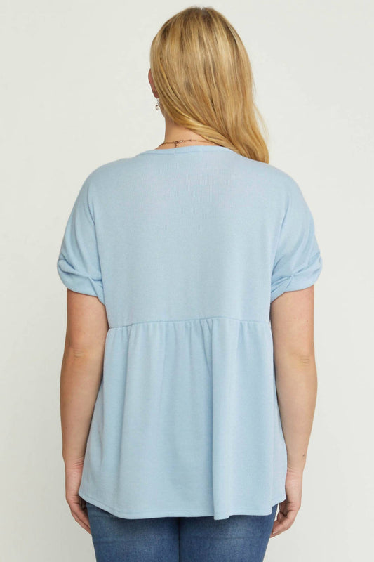 Entro - Waffle Knit Babydoll Top