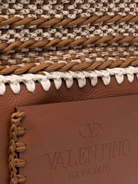 Valentino Garavani Men's Identity Fabric and Leather Tote Bag in brown - men's bag - alternate view