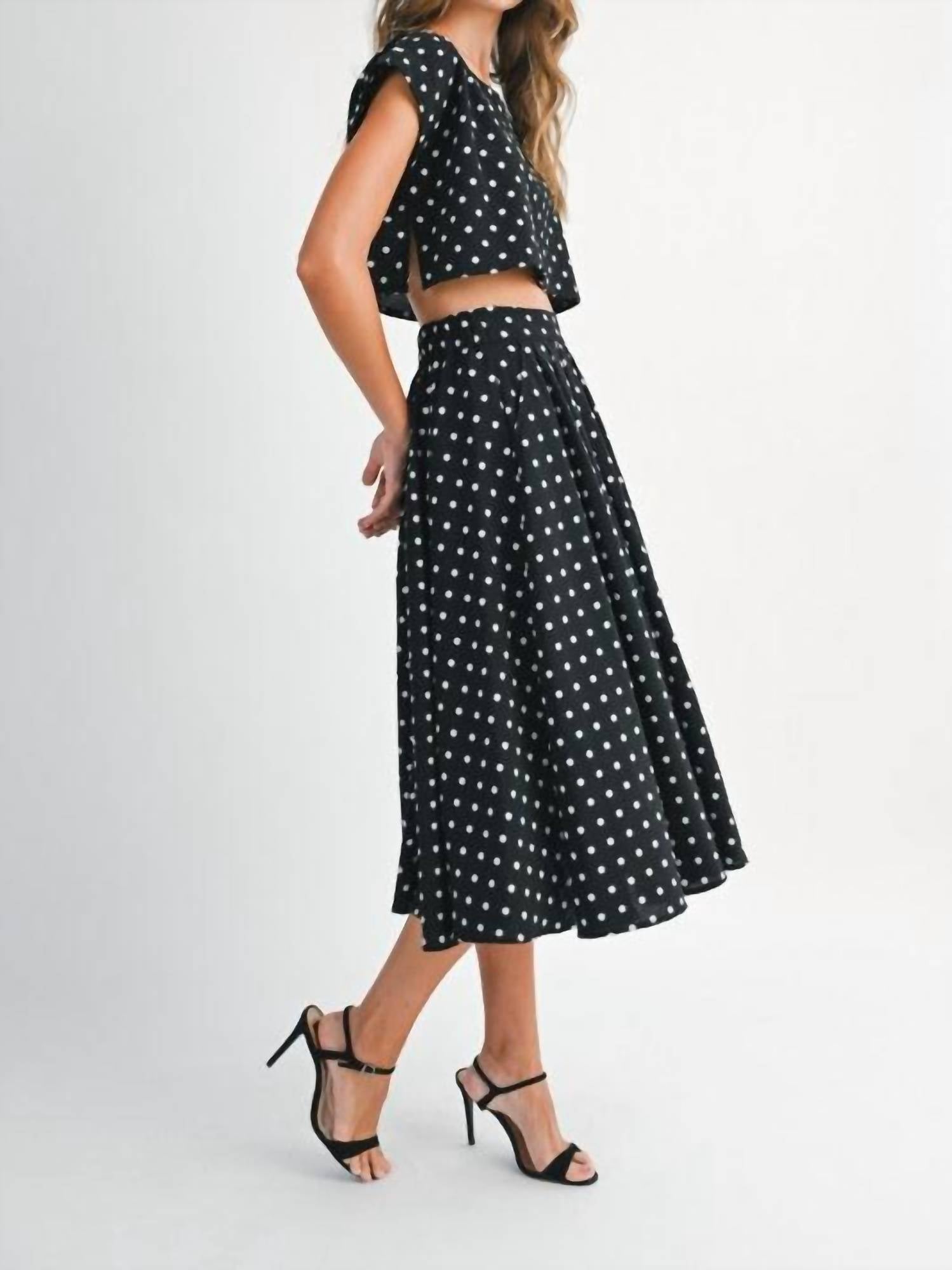 MABLE Edith Polka Dot Set in black - women's skirt - alternate view