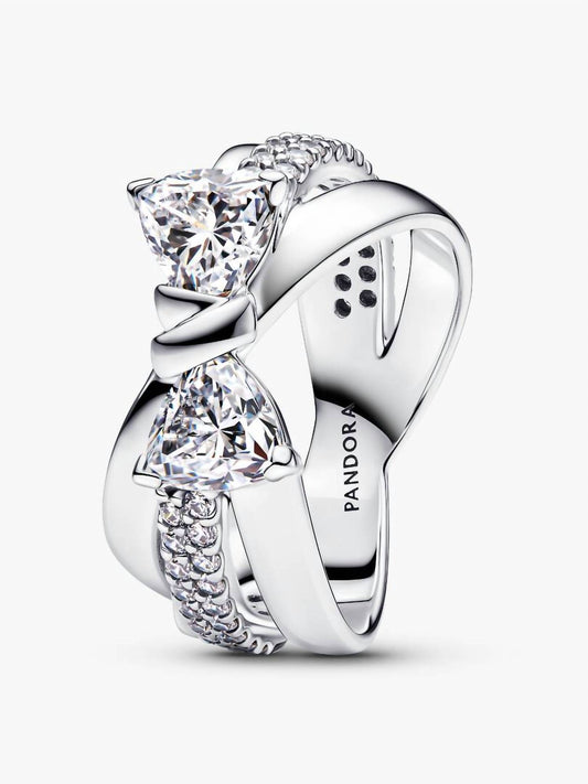 Pandora - Sparkling Bow Crossover Ring