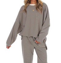 Things Between - Well Defined Stripe Fleece Oversized Top