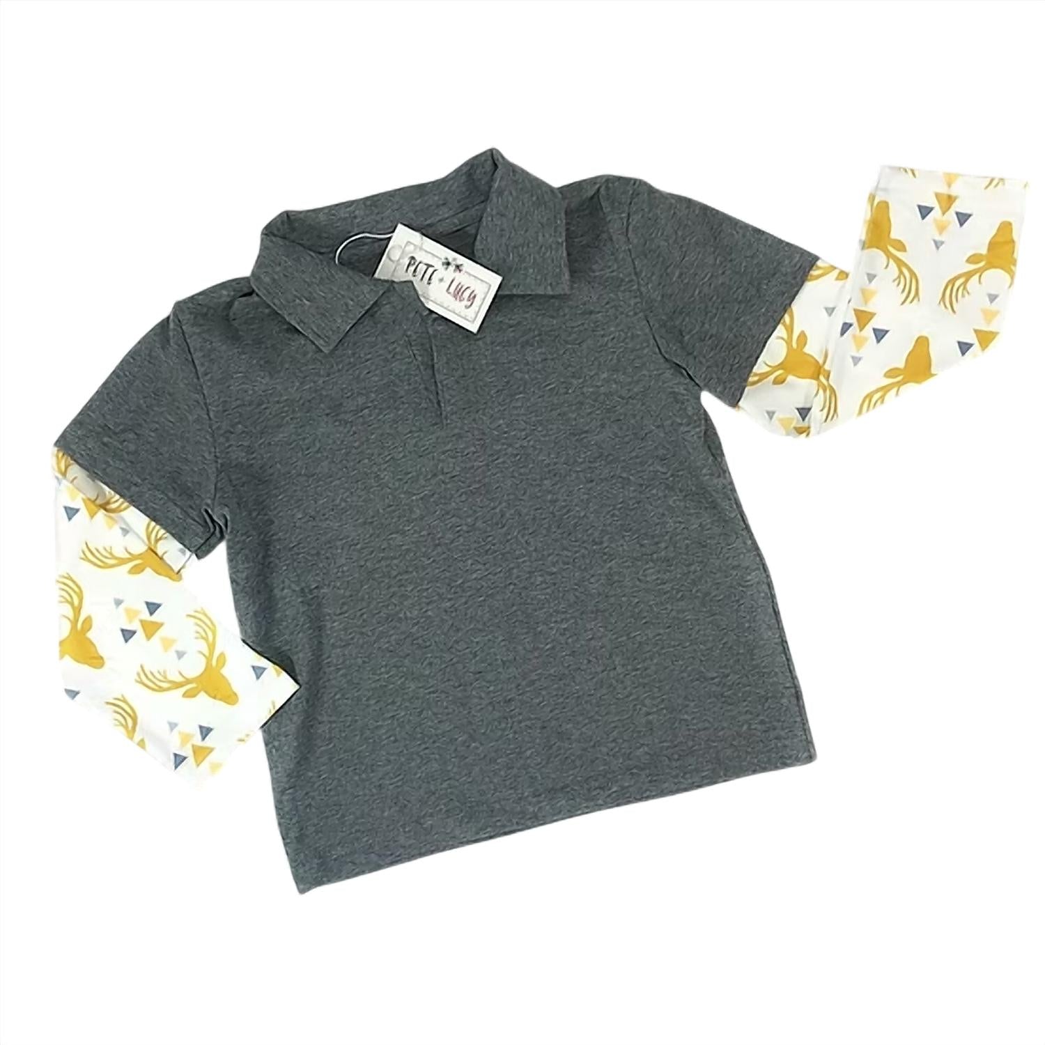 Pete + Lucy - Boys Oh Deer Long Sleeve Shirt
