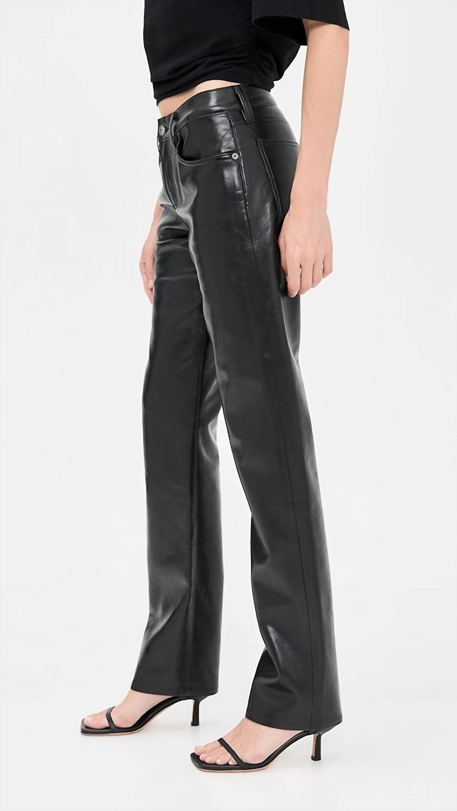AGOLDE Low Rise Recycled Leather Slim Jeans in detox - women's jeans - view 5