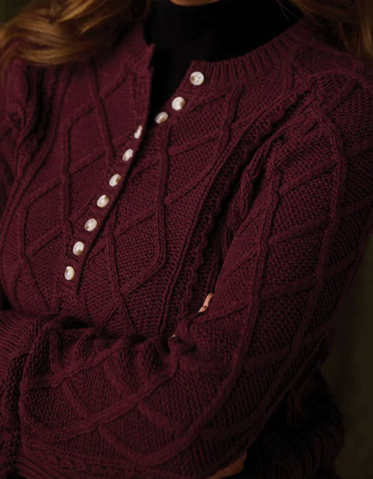 The Normal Brand - Women's Josefine Cableknit Henley Sweater
