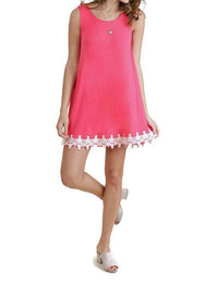 umgee Cutout Back Crochet Hem Dress in strawberry - women's dress