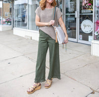 Entro - Embroidered Border Hem Pants
