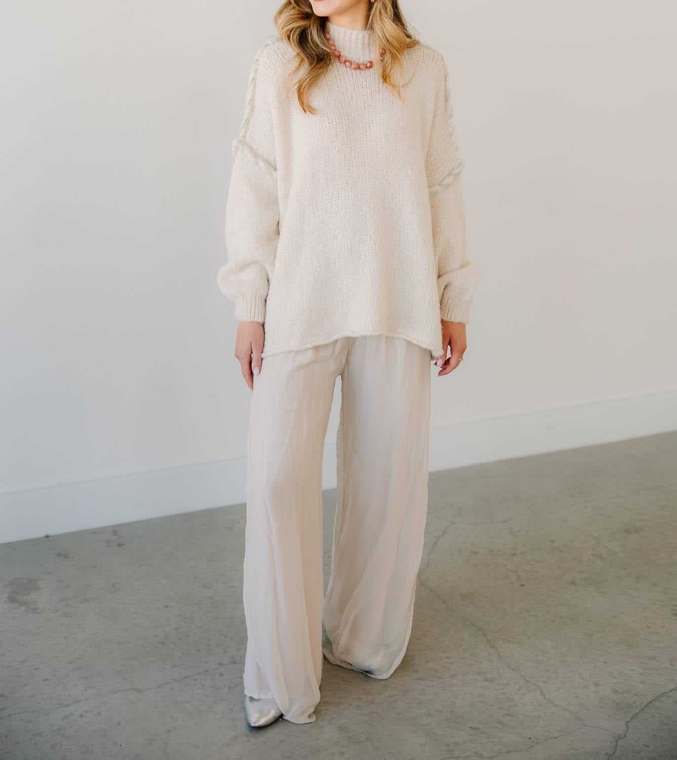 Scandal Italy Romy Mockneck Knit Sweater in ivory - women's sweater