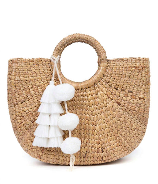 Jadetribe - Straw Basket Bag with Tassel Pom Pom Charm