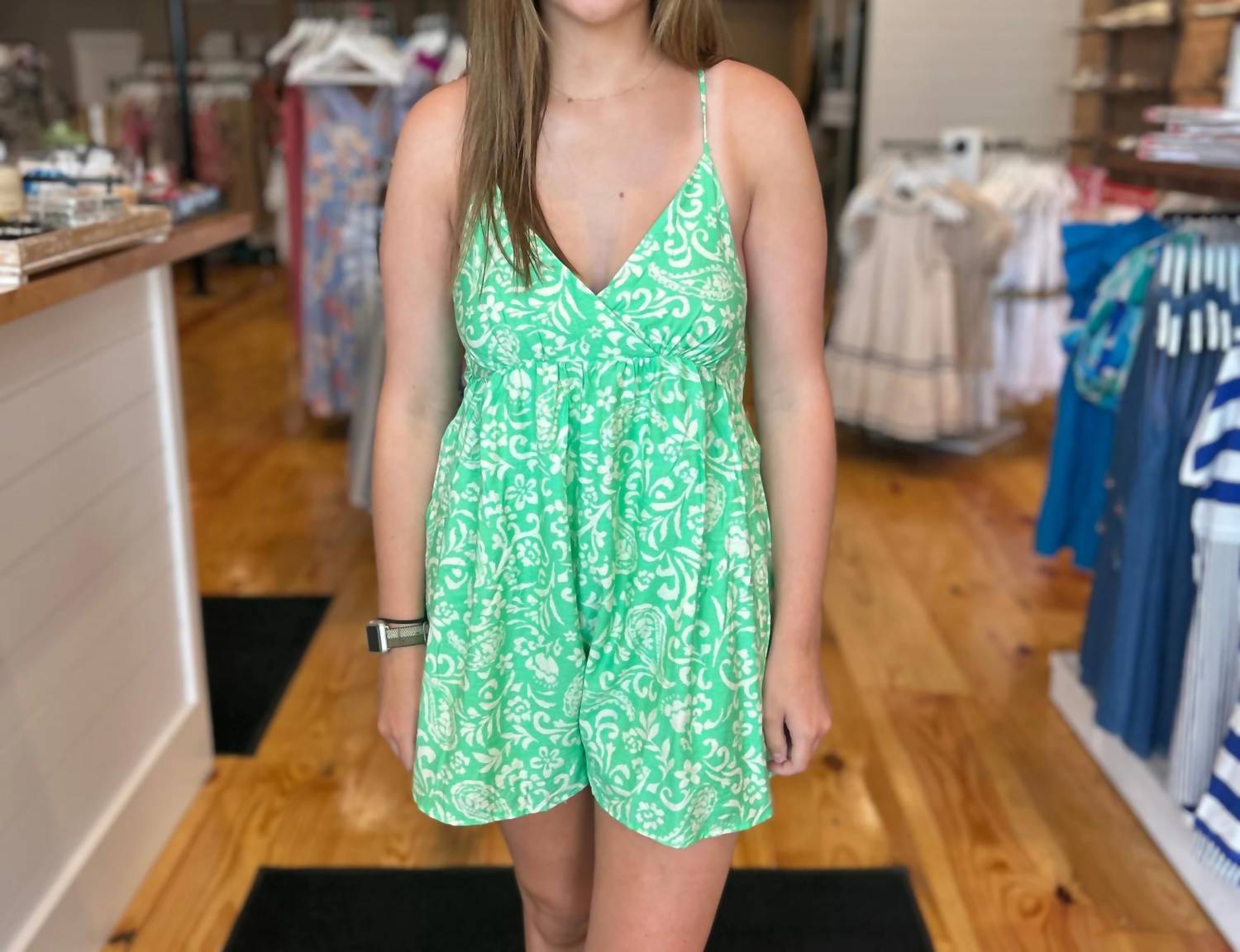 By Together - Chive Patterned Single Strap Romper