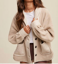 Listicle - Mixed Fabric Button Down Jacket