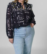 Emily Lovelock - Daisy Long Sleeve V-neck Blouse - Plus