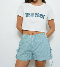 Pretty Garbage - New York varsity letters crop tee