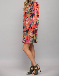 Fate Floral Keyhole Mini Dress in orange - women's dress - detail view