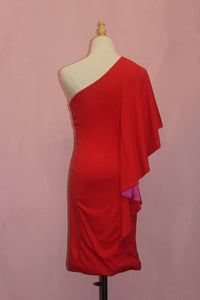 Simona Maghen Women's Shero Asymmetric Dress in red fuschia - women's dress - detail view