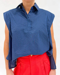 FRNCH Arthur Stripe Shirt in bleu marine - women's shirt