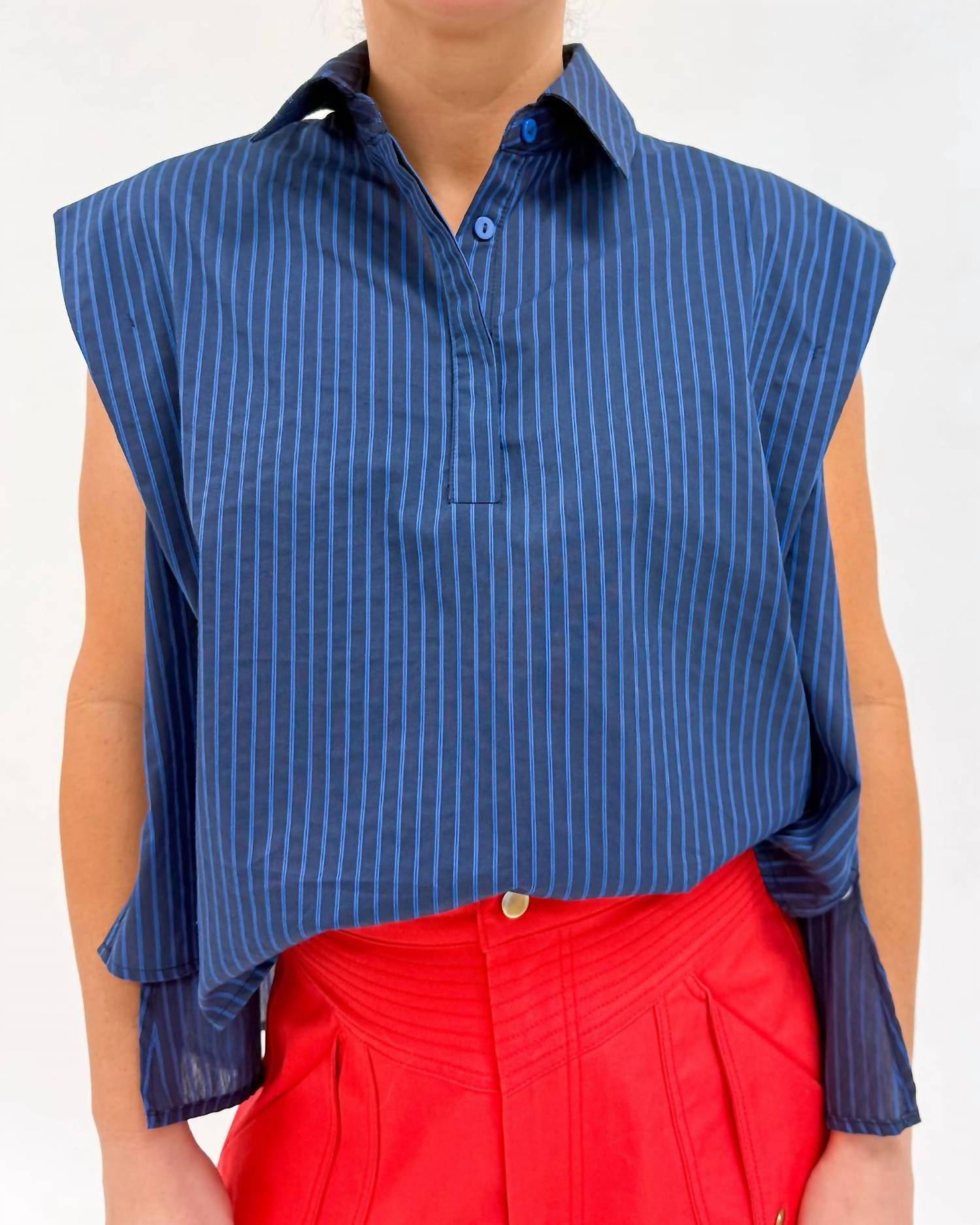 FRNCH Arthur Stripe Shirt in bleu marine - women's shirt
