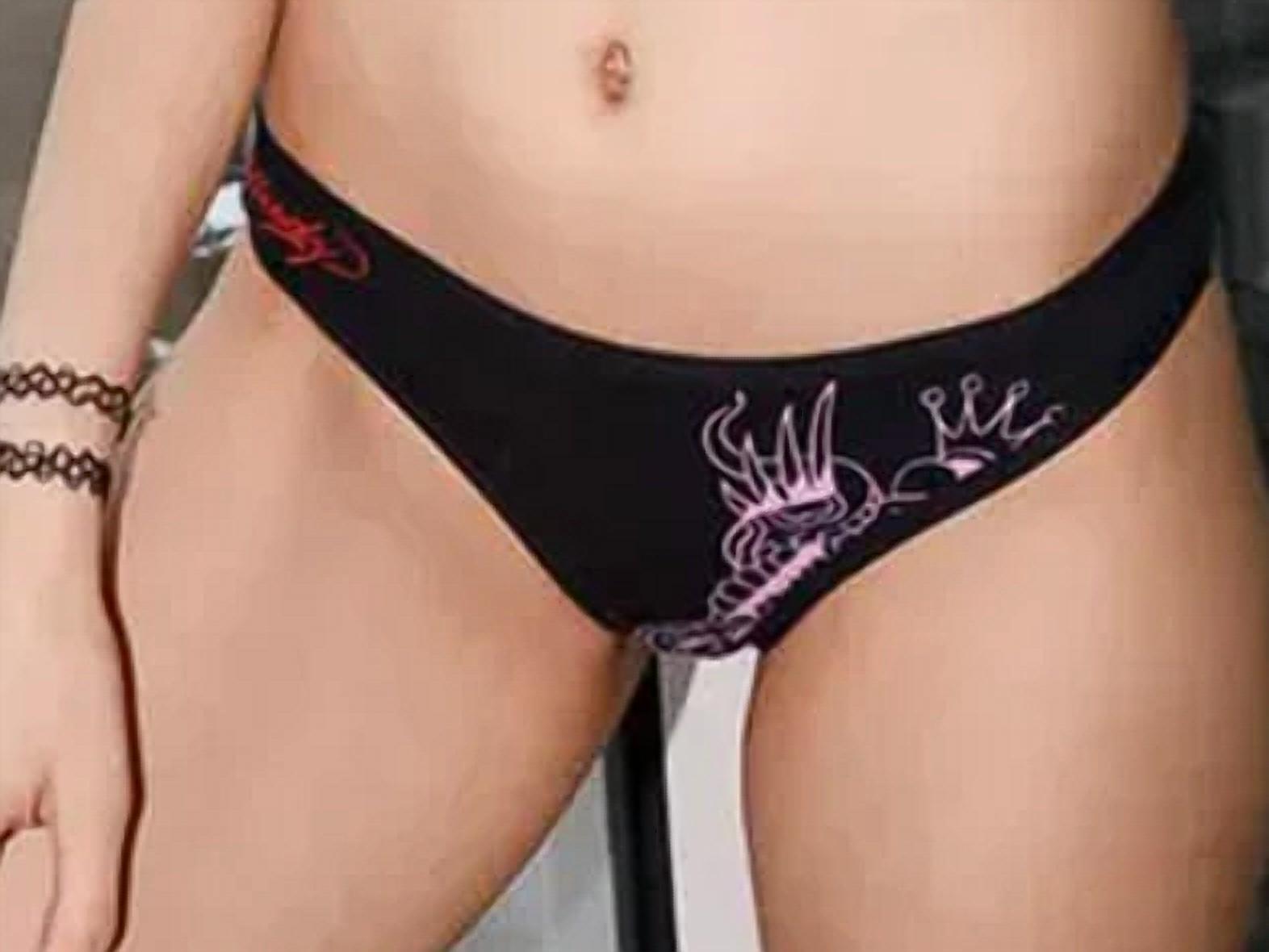 Ed Hardy Ribbon Skull Cheeky Undies in black - women's intimate - detail view