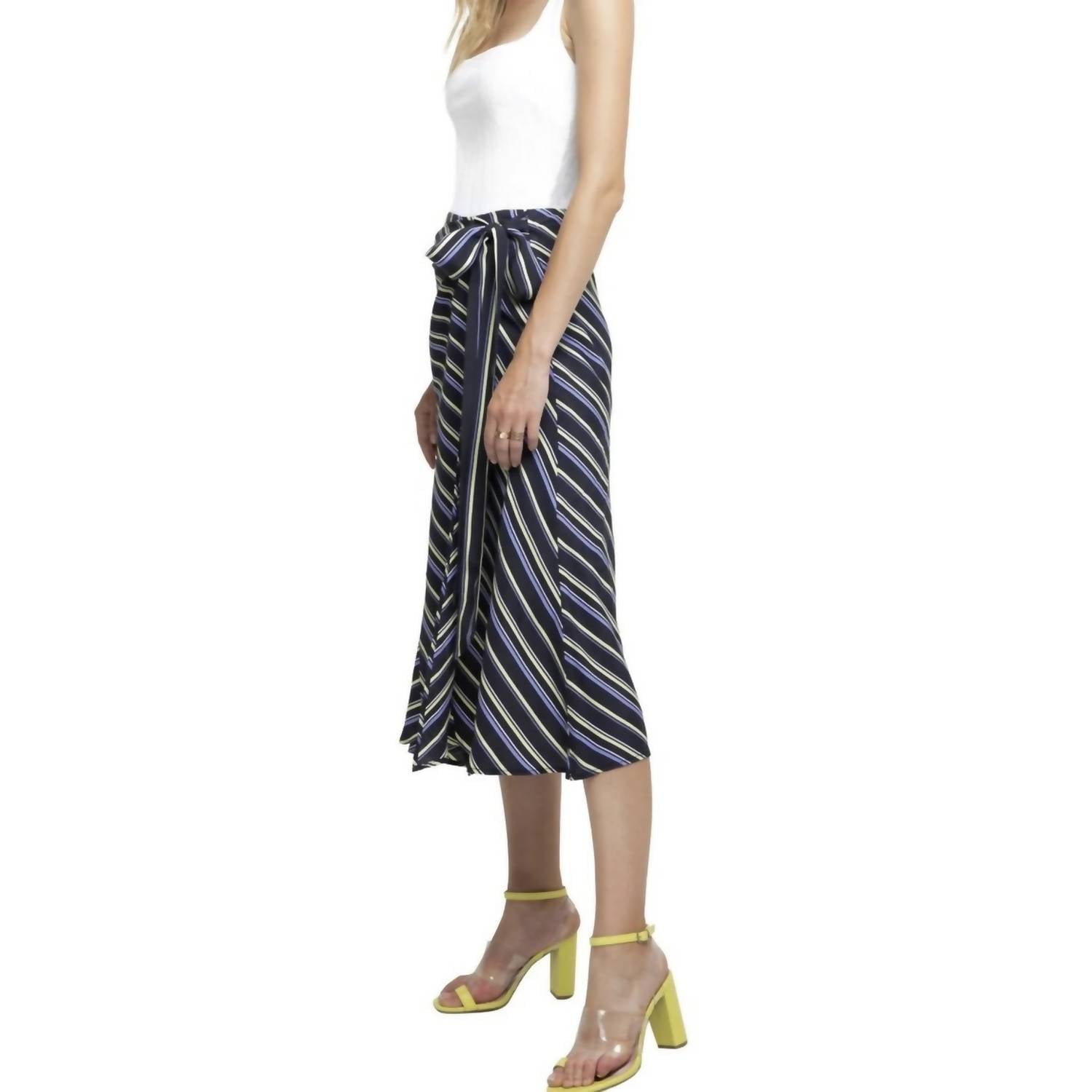 ASTR Teagan Skirt in purple yellow stripe - women's skirt - detail view
