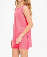 Good Girl - Waffle Knit Top And Short Set