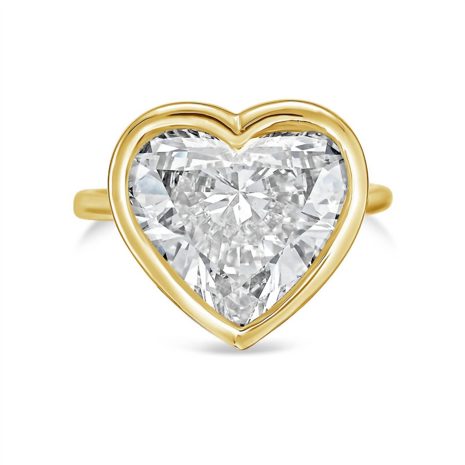 Diana M Jewels - 10.00 Ct Heart-shaped Lab-grown Diamond Bezel Solitaire Ring