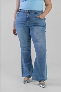 Never Fully Dressed - Denim Flare Scallop Jeans - Plus