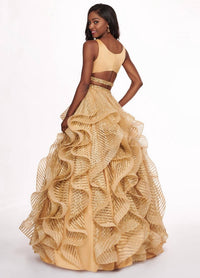 Rachel Allan - Two-piece Matte Satin Ruffled Gown