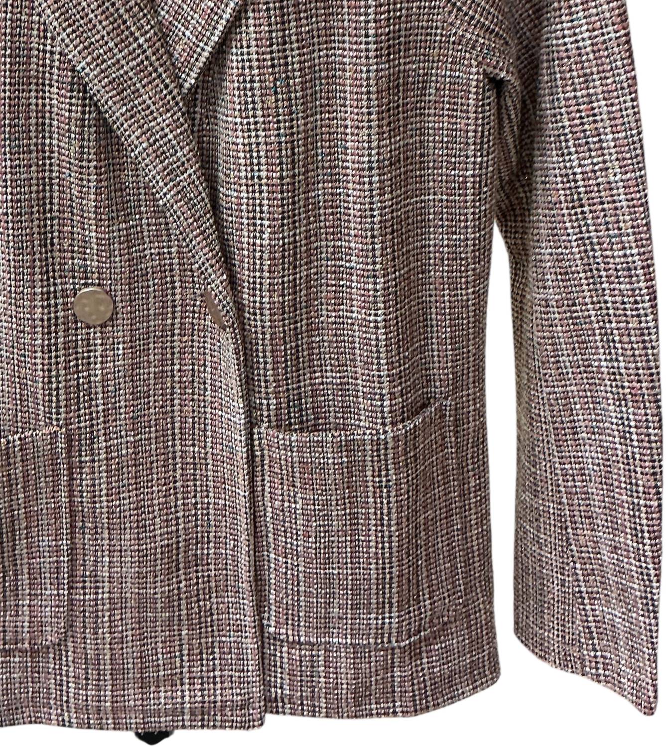 Hem & Thread Jacquard Tweed Blazer in pink - women's jacket - detail view