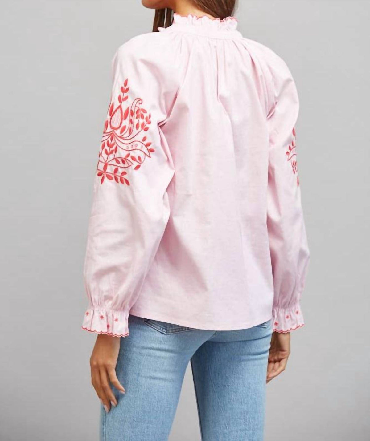 Miou Muse - Take Me There Embroidered And Pintuck Detail Top
