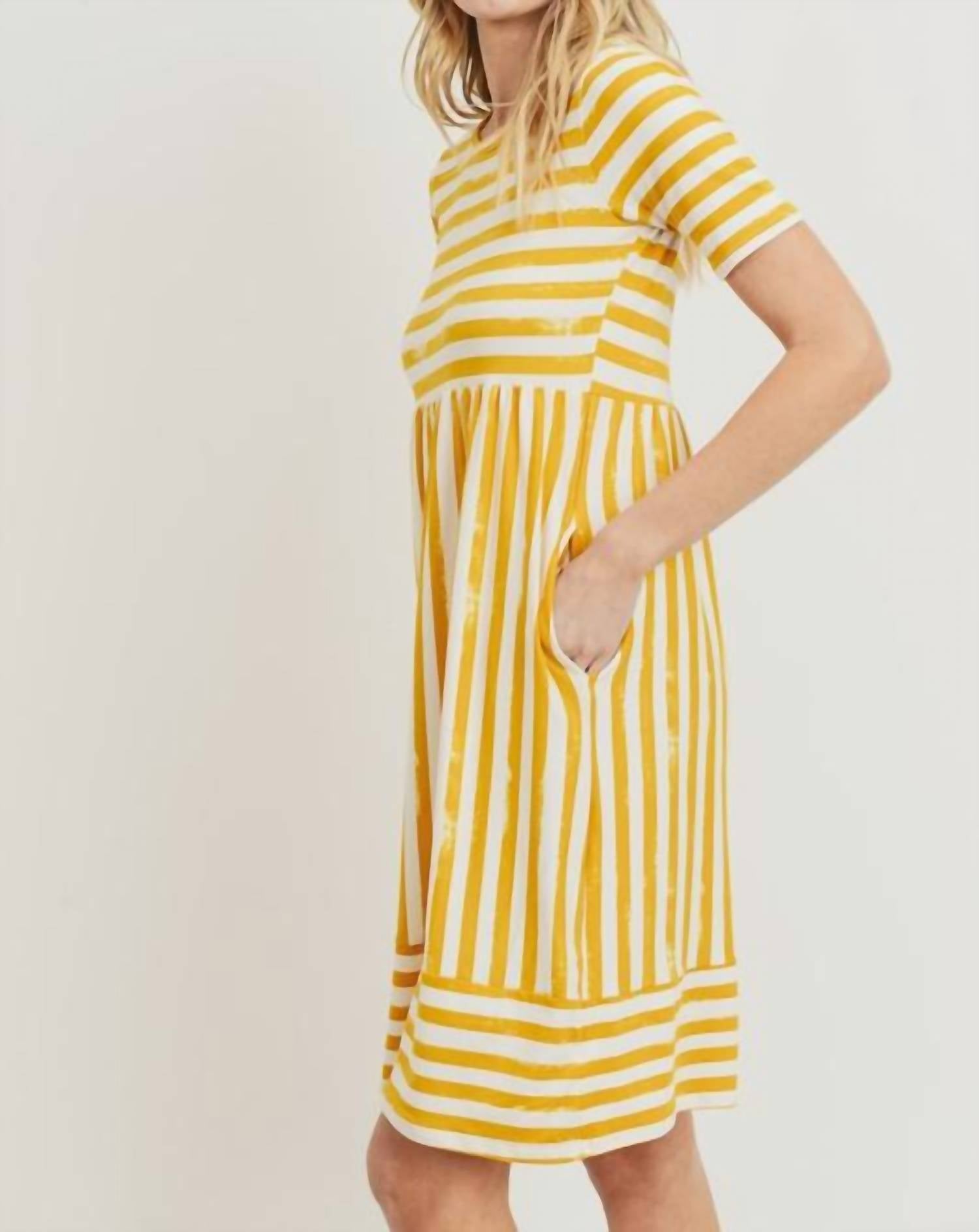 Tea N Rose - Knit Striped Babydoll Dress
