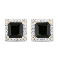 Diana M Jewels Women's Square Natural Green Tourmaline Stud Earrings (1.55 Ct) - Classic in 14k yellow gold - women's jewelry